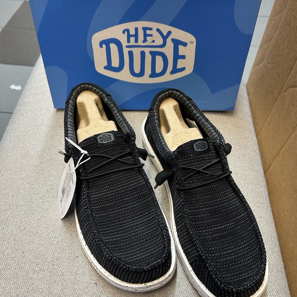 Hey Dude Black Woven Slip-On Boat Shoes